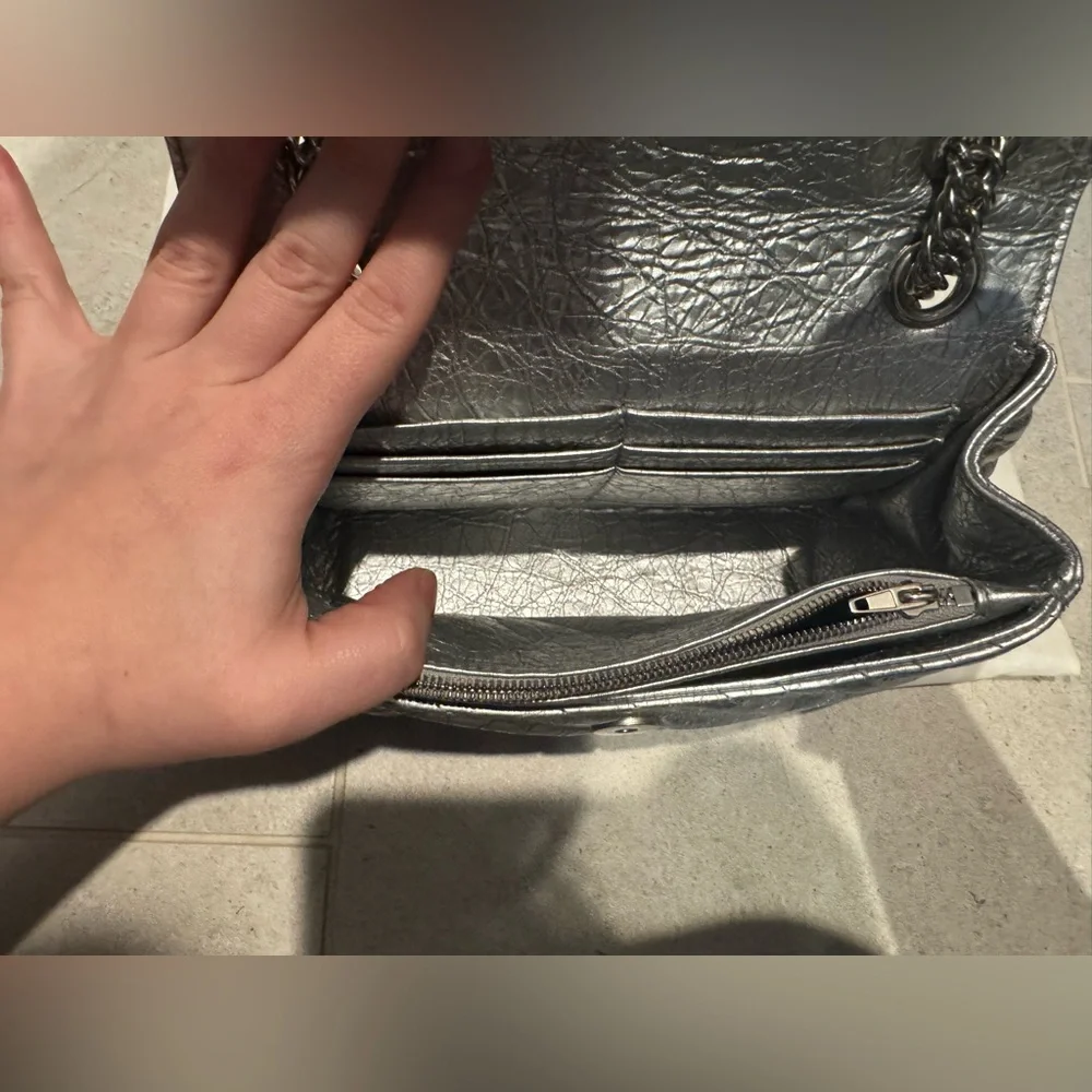 Balenciaga Silver Quilted BB Chain Crossbody Bag